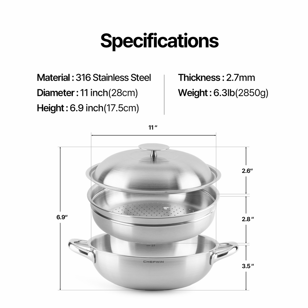12.6-inch 316 STS Partywok