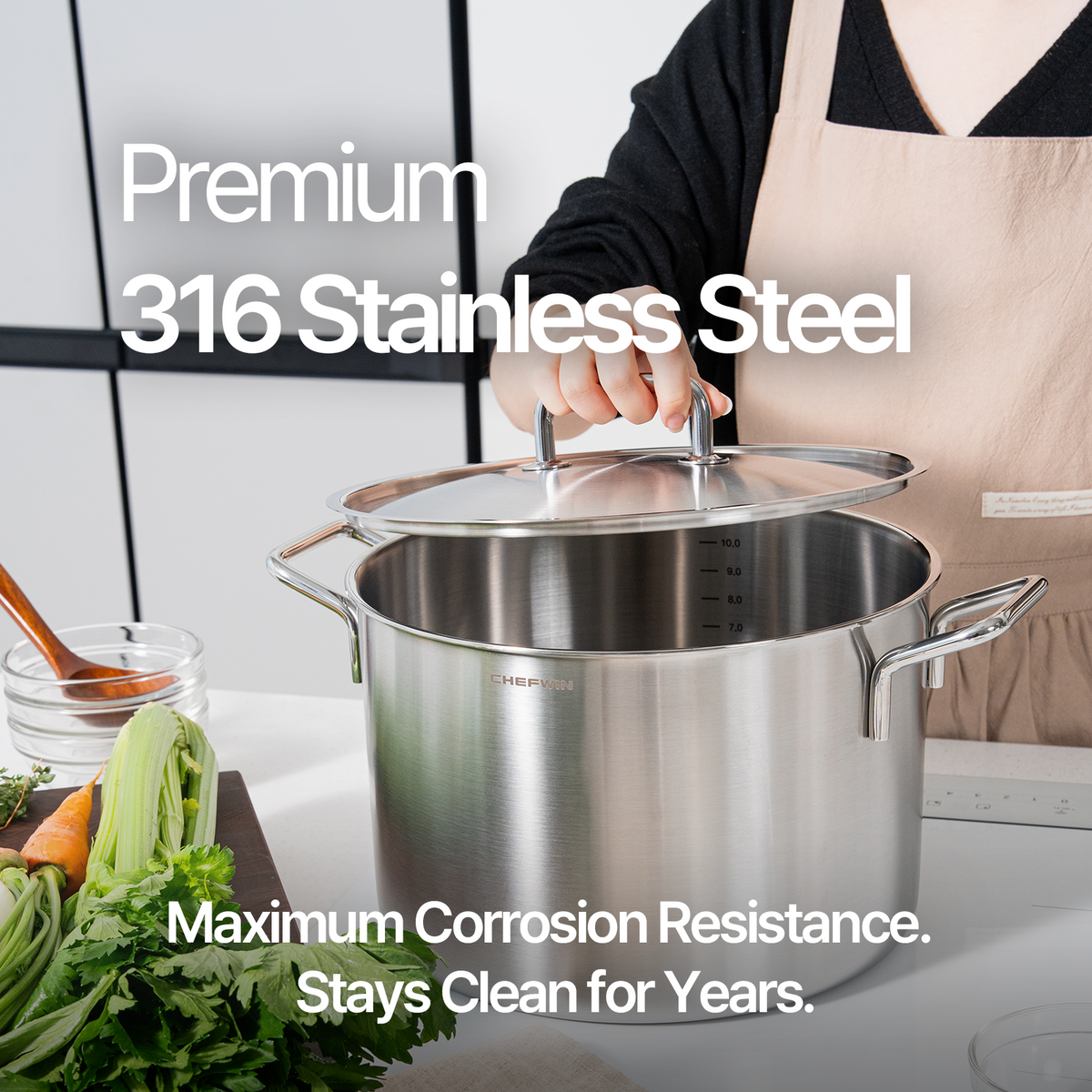 316 STS Heavy Duty Stock Pot 12.7 Quart
