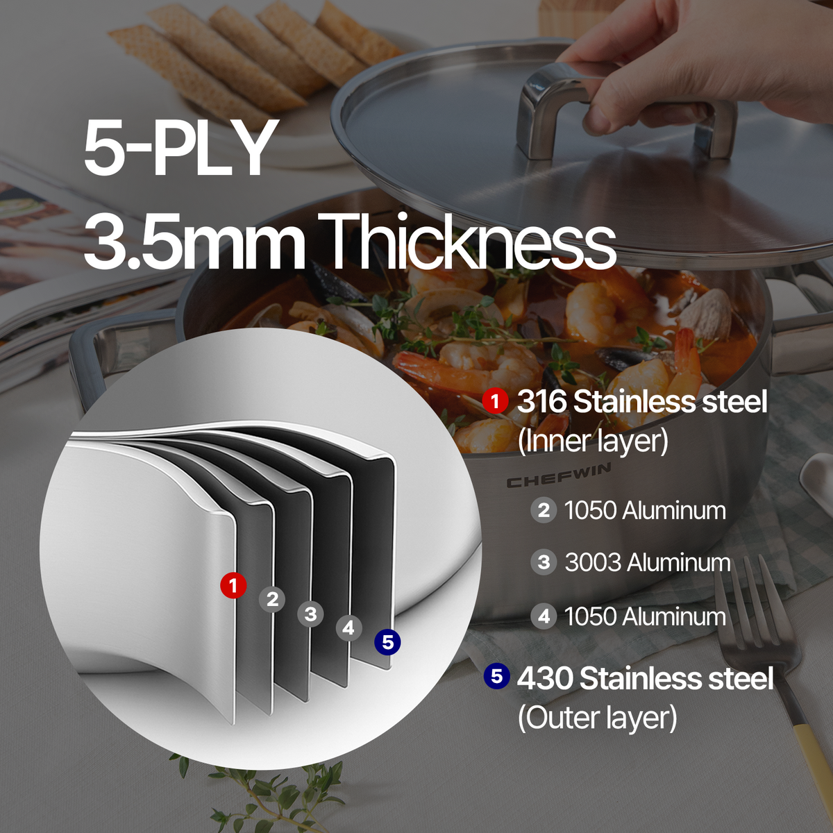 316 STS Stew Pot 3.8 Quart
