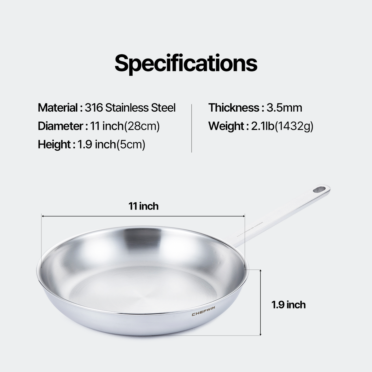 10.2-Inch 316 STS Saute Pan