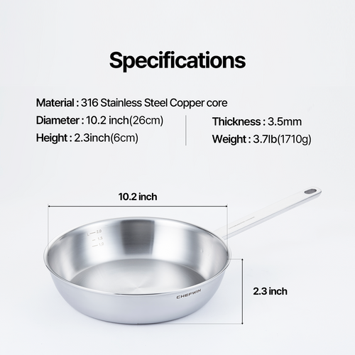 11-Inch 316 STS Copper Core Skillet Frying Pan